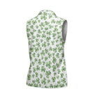 St. Patrick’s Day White Clover Print Women’s Sleeveless Golf Polo Shirt