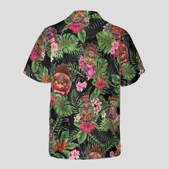 Tiki Hawaiian Shirt for Men, Tropical Tiki Mask Aloha Shirt, Island Vacation Luau Shirt