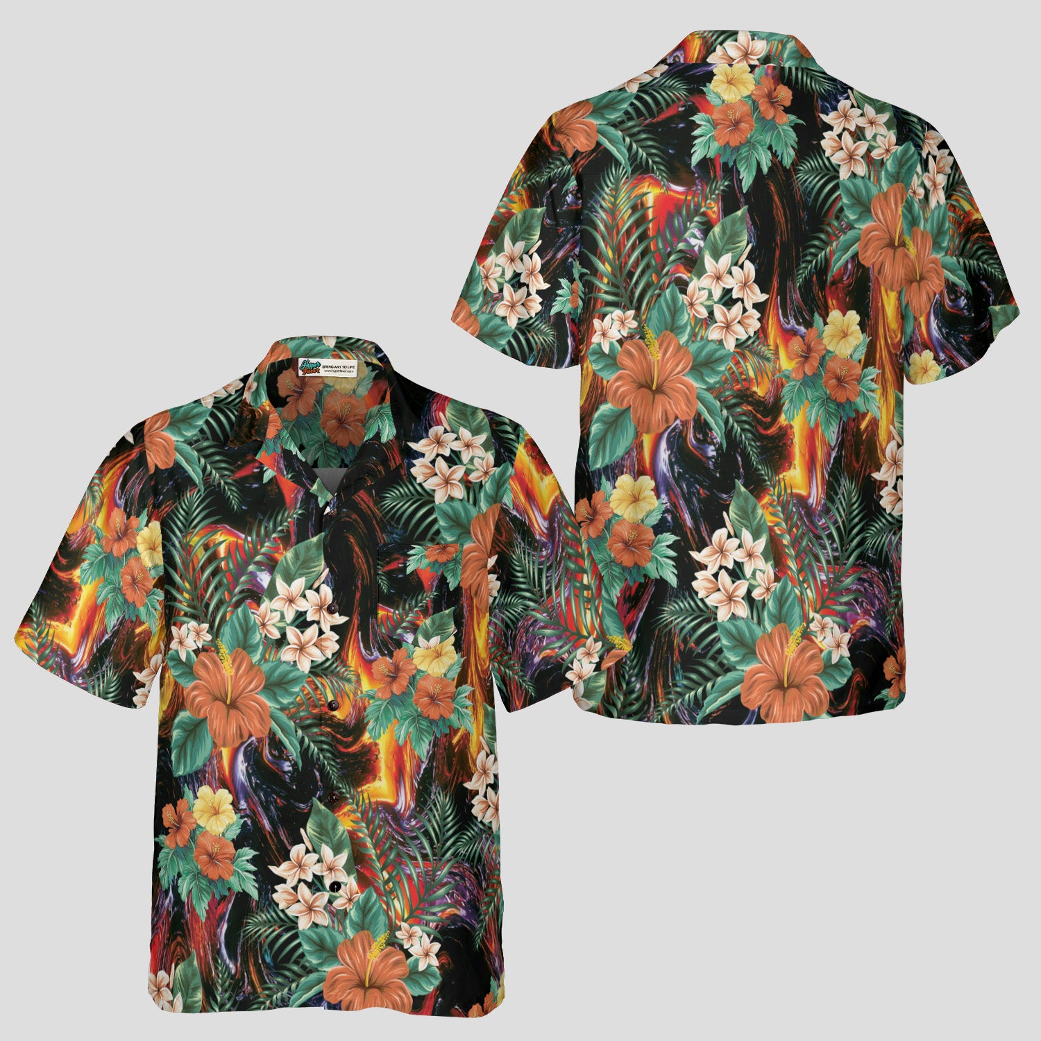 Volcanic Hibiscus Hawaiian Shirt 