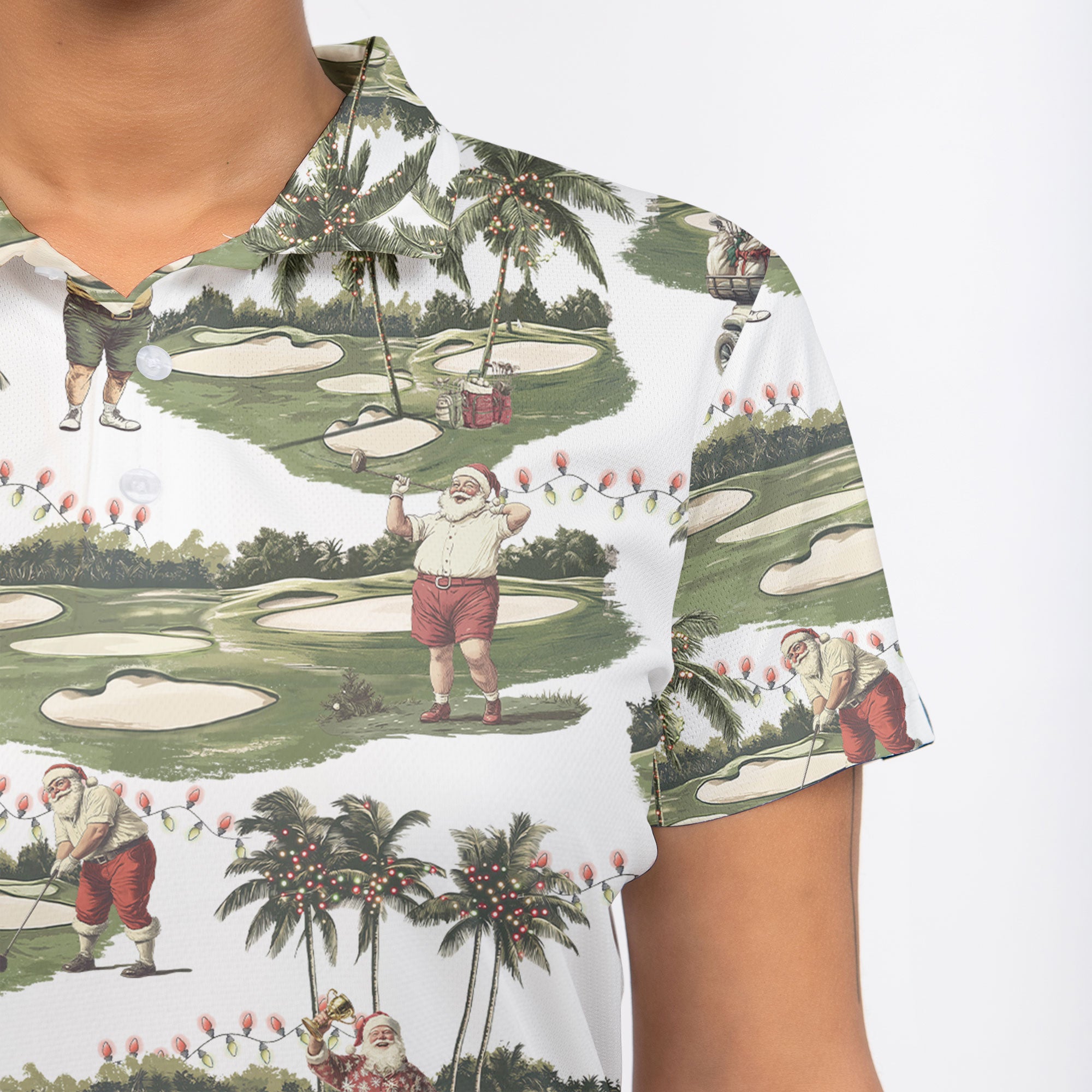 Women's Tropical Santa Golfing Polo Shirts