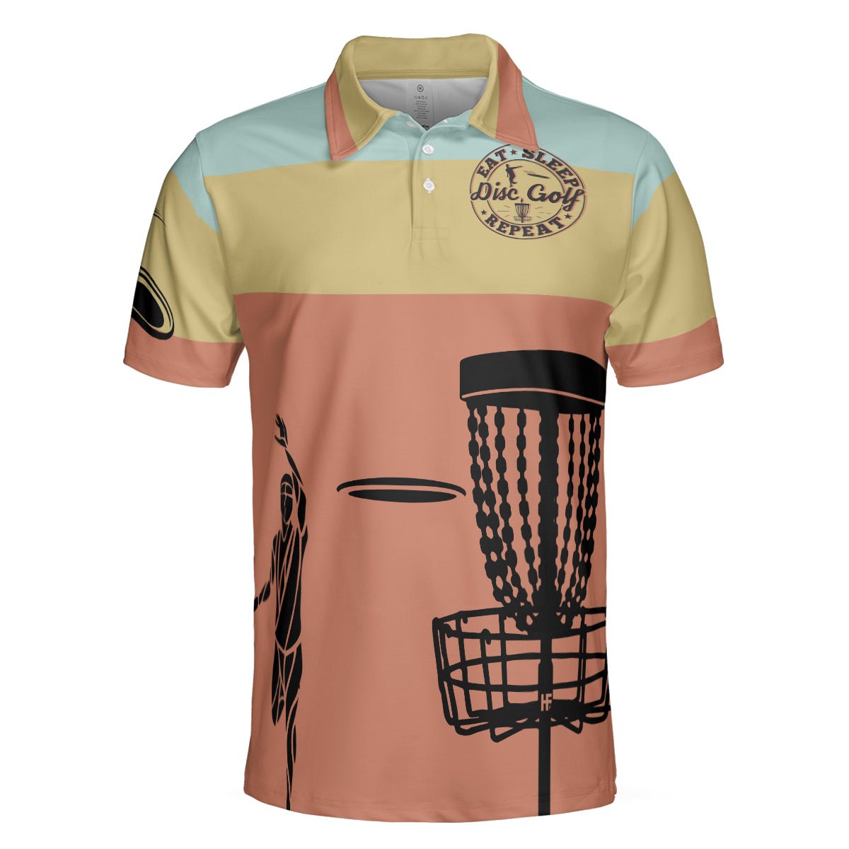 Eat Sleep Disc Golf Repeat Polo Shirt, Vintage Palette Sporty Polo Shirt, Best Disc Golf Shirt For Men - Hyperfavor