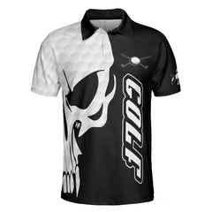 Golf And Skull Golf Polo Shirt, Black And White Golf Pattern Polo Shirt, Best Golf Shirt For Men - Hyperfavor