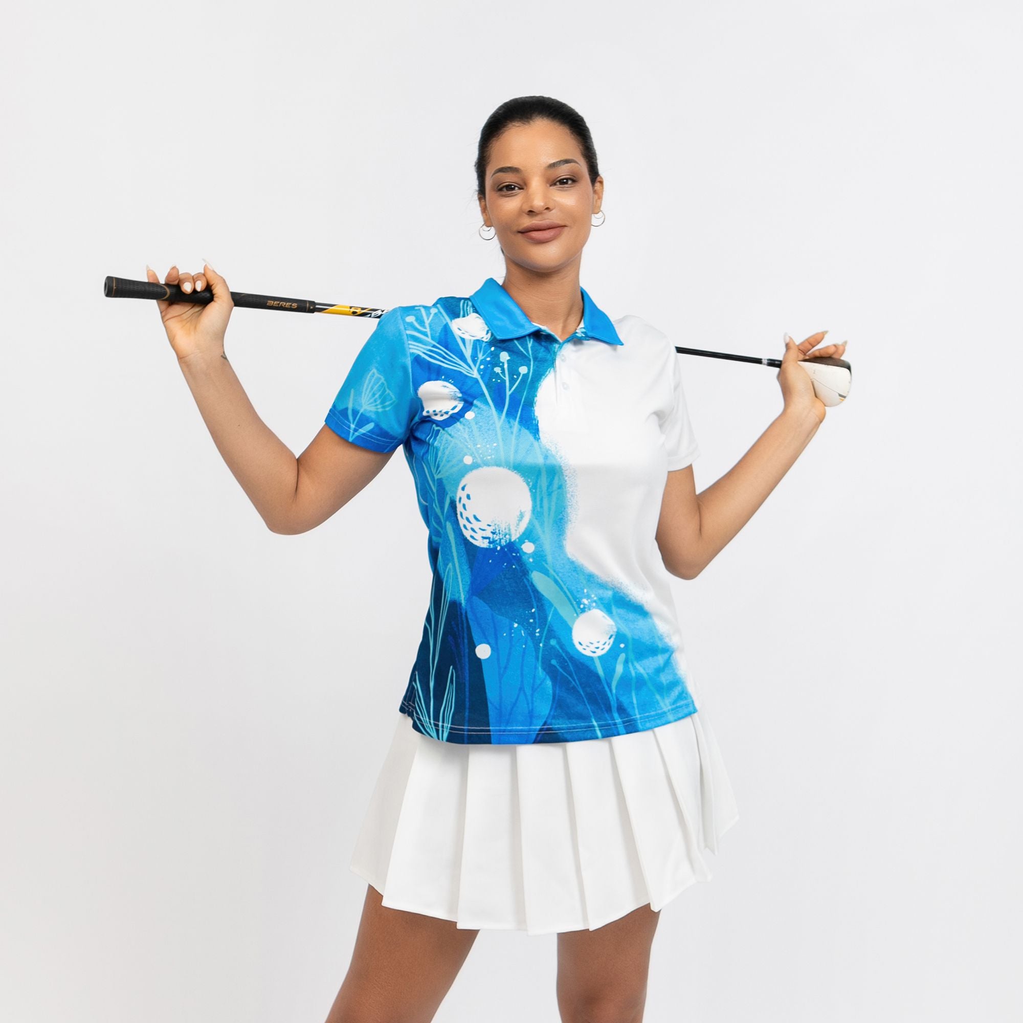 Artistic Blue  Golf Short Sleeve Women Polo Shirt - Hyperfavor