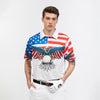 Golf American Flag Eagle Wings Polo Shirt, White Golf Pattern And Golf Ball Polo Shirt, Patriotic Golf Shirt For Men - Hyperfavor