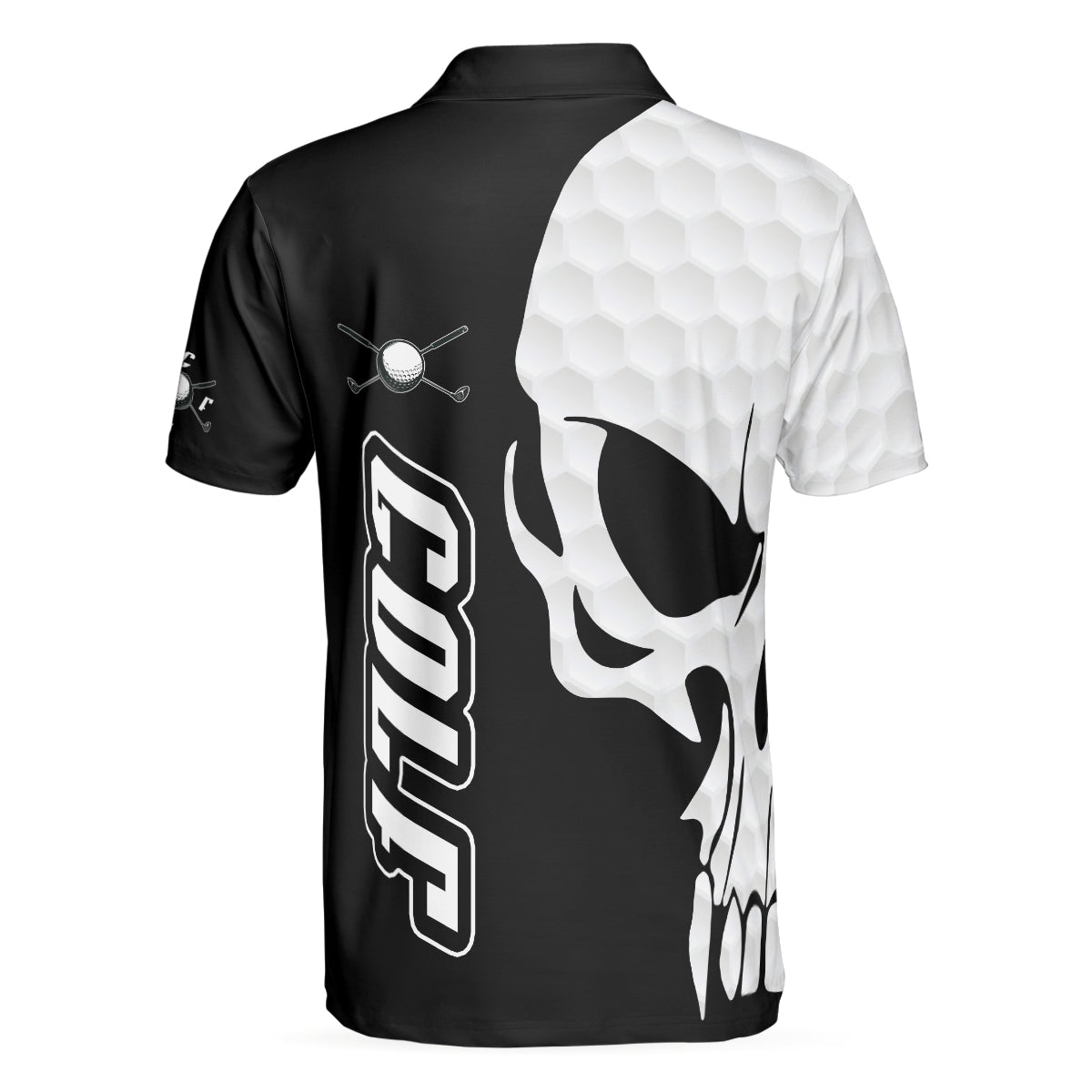 Golf And Skull Golf Polo Shirt, Black And White Golf Pattern Polo Shirt, Best Golf Shirt For Men - Hyperfavor