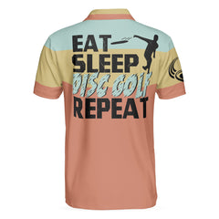 Eat Sleep Disc Golf Repeat Polo Shirt, Vintage Palette Sporty Polo Shirt, Best Disc Golf Shirt For Men - Hyperfavor