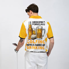 Weekend Forecast Beer And Golf Polo Shirt, Argyle Pattern Skeleton Golfer Polo Shirt, Golf Shirt For Beer Lovers - Hyperfavor