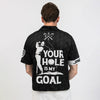 Your Hole Is My Goal Custom Polo Shirt, Personalized Black American Flag Golf Shirt For Men - Hyperfavor