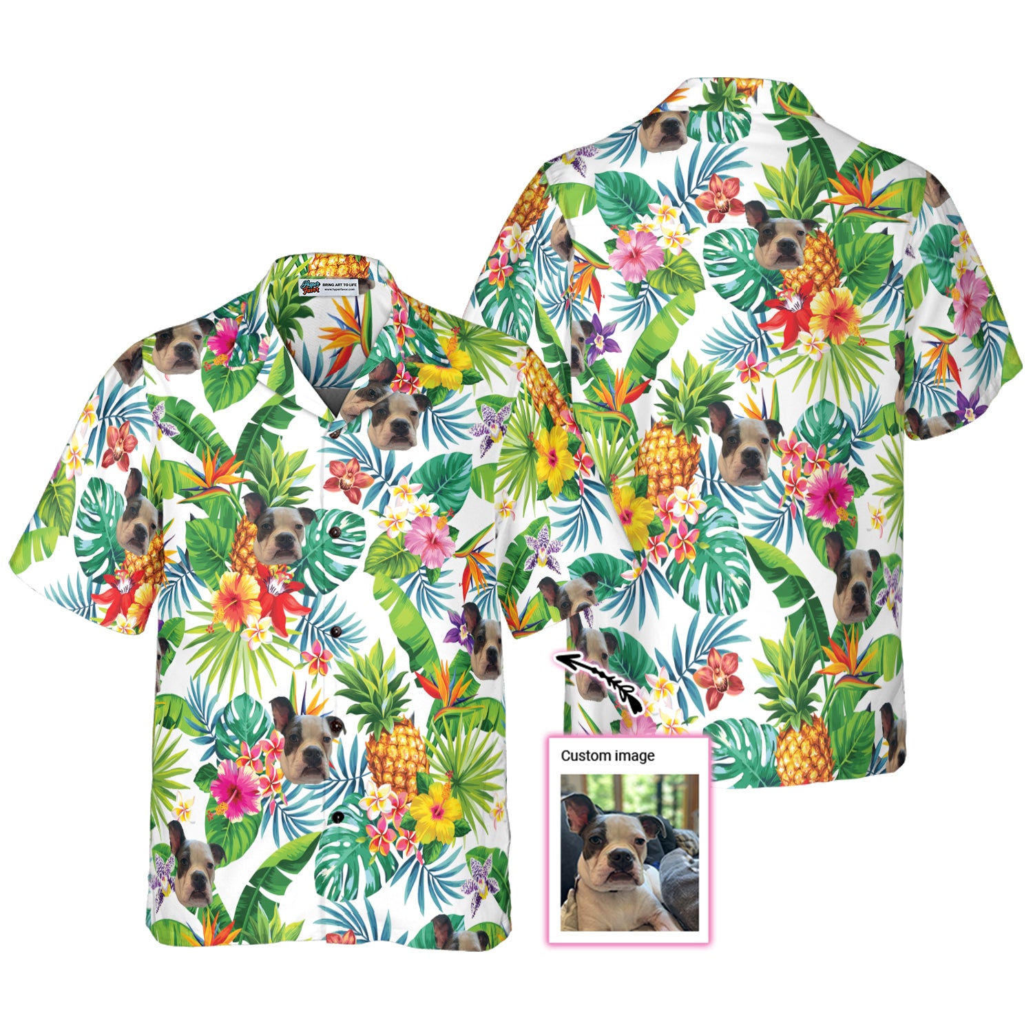 Dog And Tropical Pineapple Custom Men Hawaiian Shirt for Dog Lovers - Hyperfavor