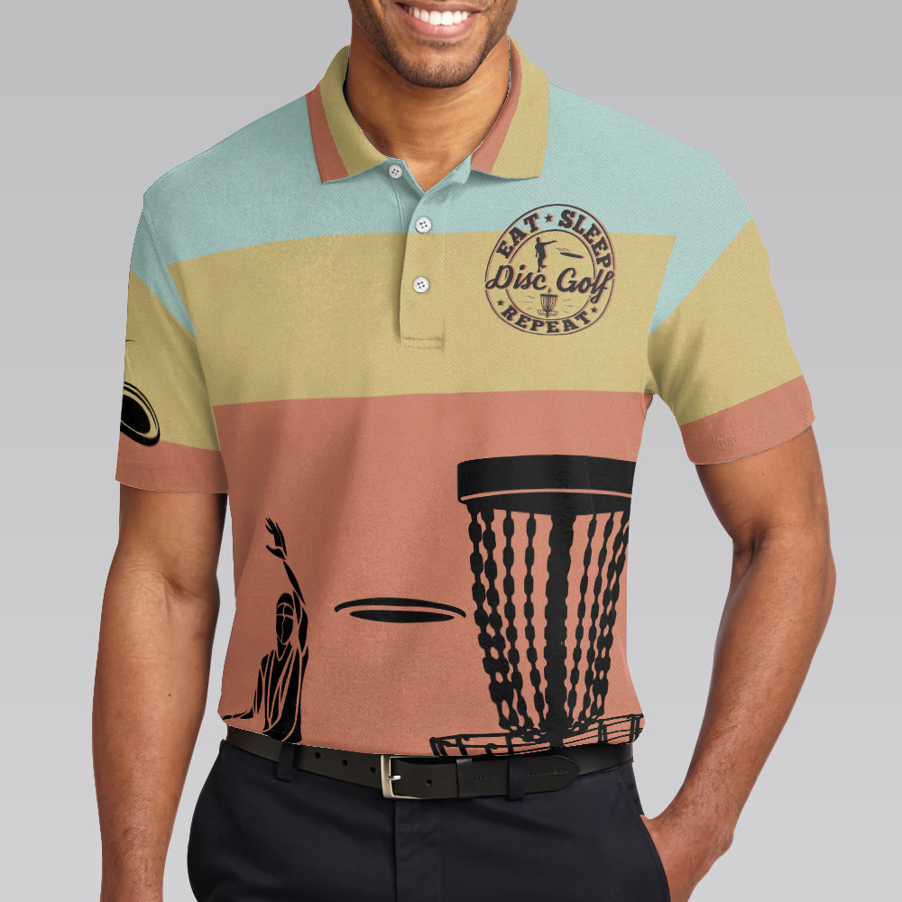 Eat Sleep Disc Golf Repeat Polo Shirt, Vintage Palette Sporty Polo Shirt, Best Disc Golf Shirt For Men - Hyperfavor