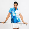 Artistic Blue  Golf Short Sleeve Women Polo Shirt - Hyperfavor