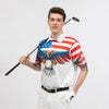 Golf American Flag Eagle Wings Polo Shirt, White Golf Pattern And Golf Ball Polo Shirt, Patriotic Golf Shirt For Men - Hyperfavor