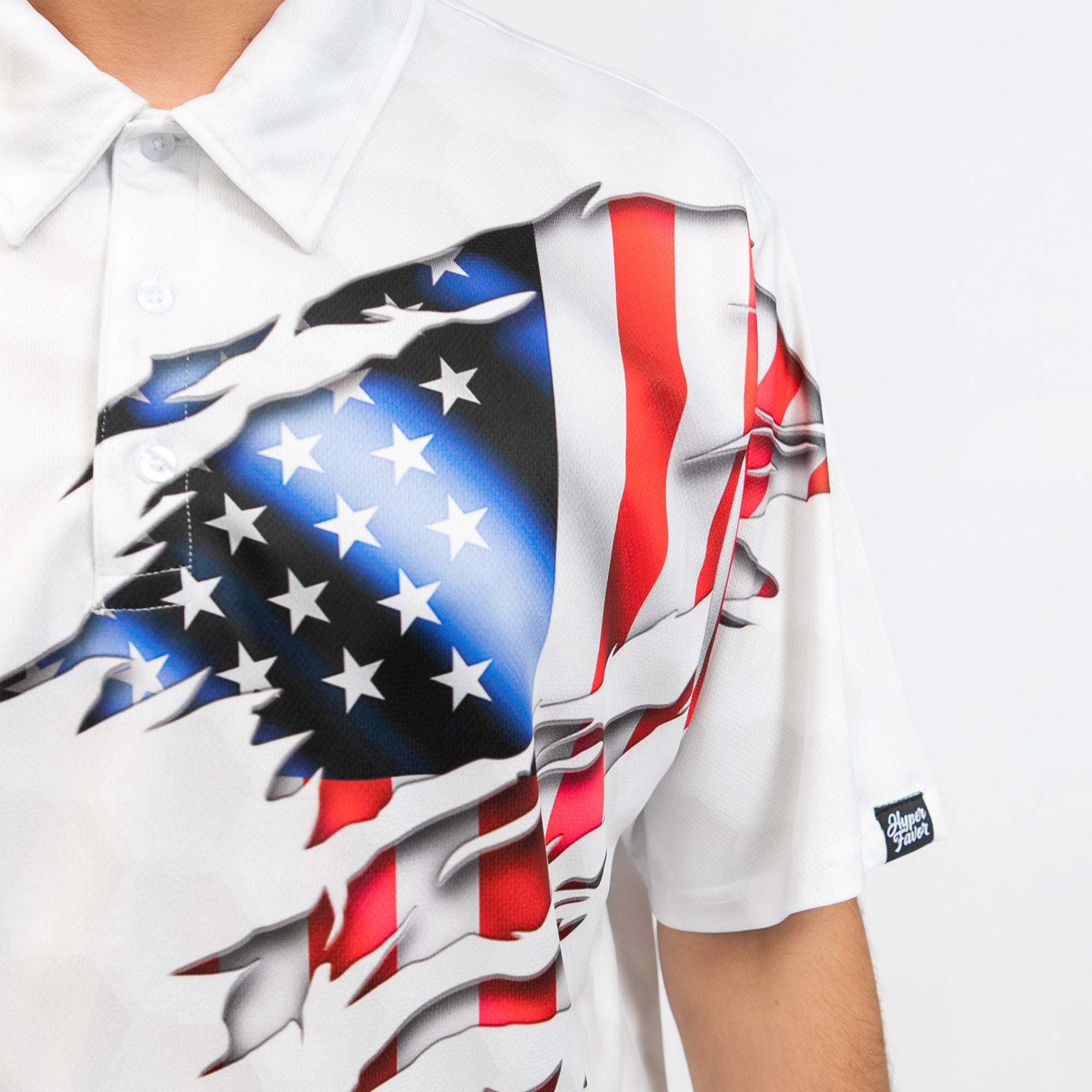 Merchize Hyperfavor American Eagle Flag Golf Short Sleeve Polo Shirt Golf American Flag Polo Shirt Patriotic Golf Shirt for Men