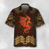 Baroque Dark Brown Dragon Hawaiian Shirt, Vintage Pattern Dragon Shirt - Hyperfavor