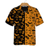 Black And Orange Spooky Halloween Hawaiian Shirt, Halloween Seamless Pattern Shirt, Best Halloween Gift Ideas - Hyperfavor