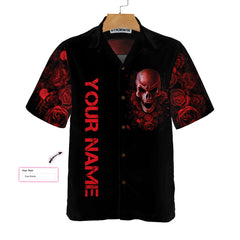 Blood Rose Skull Custom Hawaiian Shirt, Red Rose Gothic Skull Shirt For Halloween - Hyperfavor