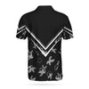 Bowling Monochrome Tropical Pattern Custom Polo Shirt, Black Bowling Polo Shirt For Bowlers, Personalized Gift Idea - Hyperfavor