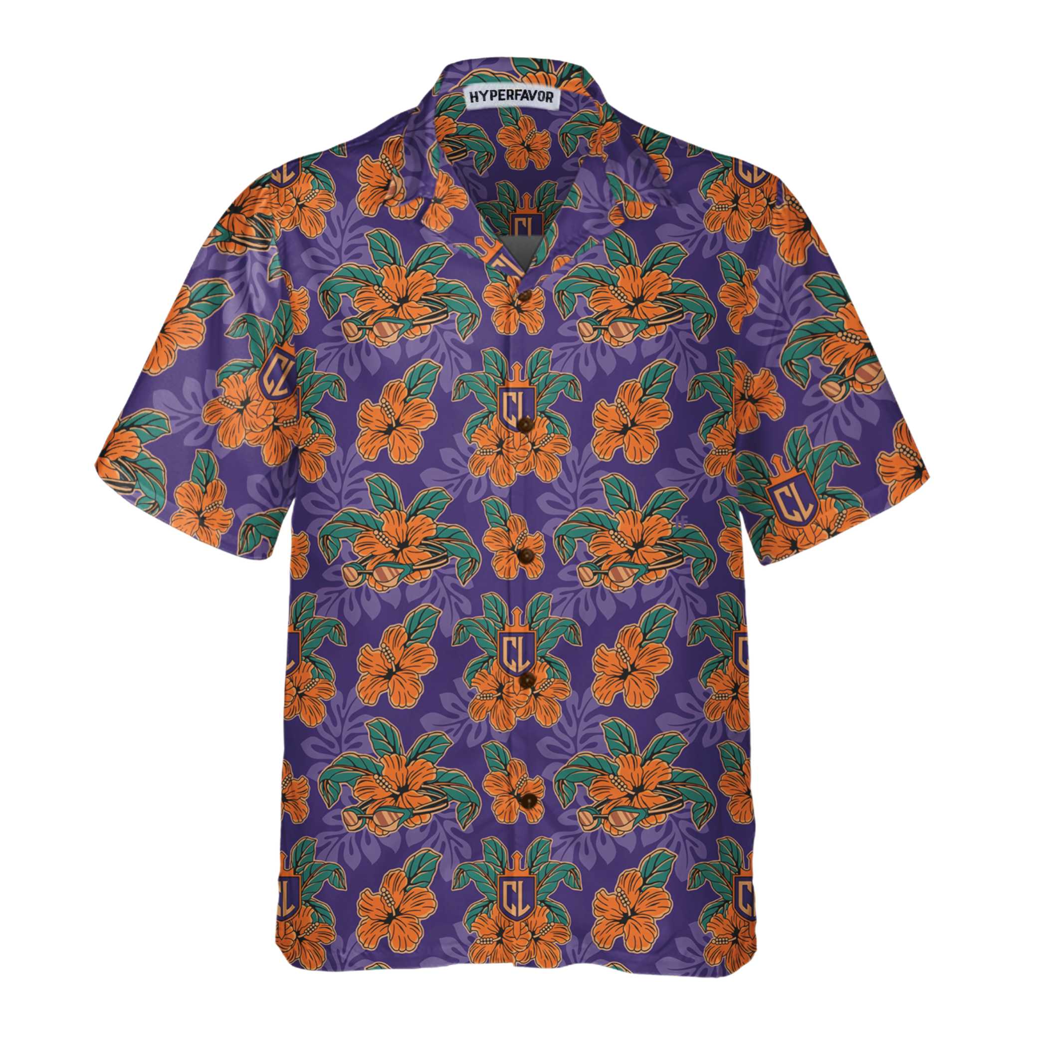 CL Tropical Floral Purple Hawaiian Shirt - Hyperfavor