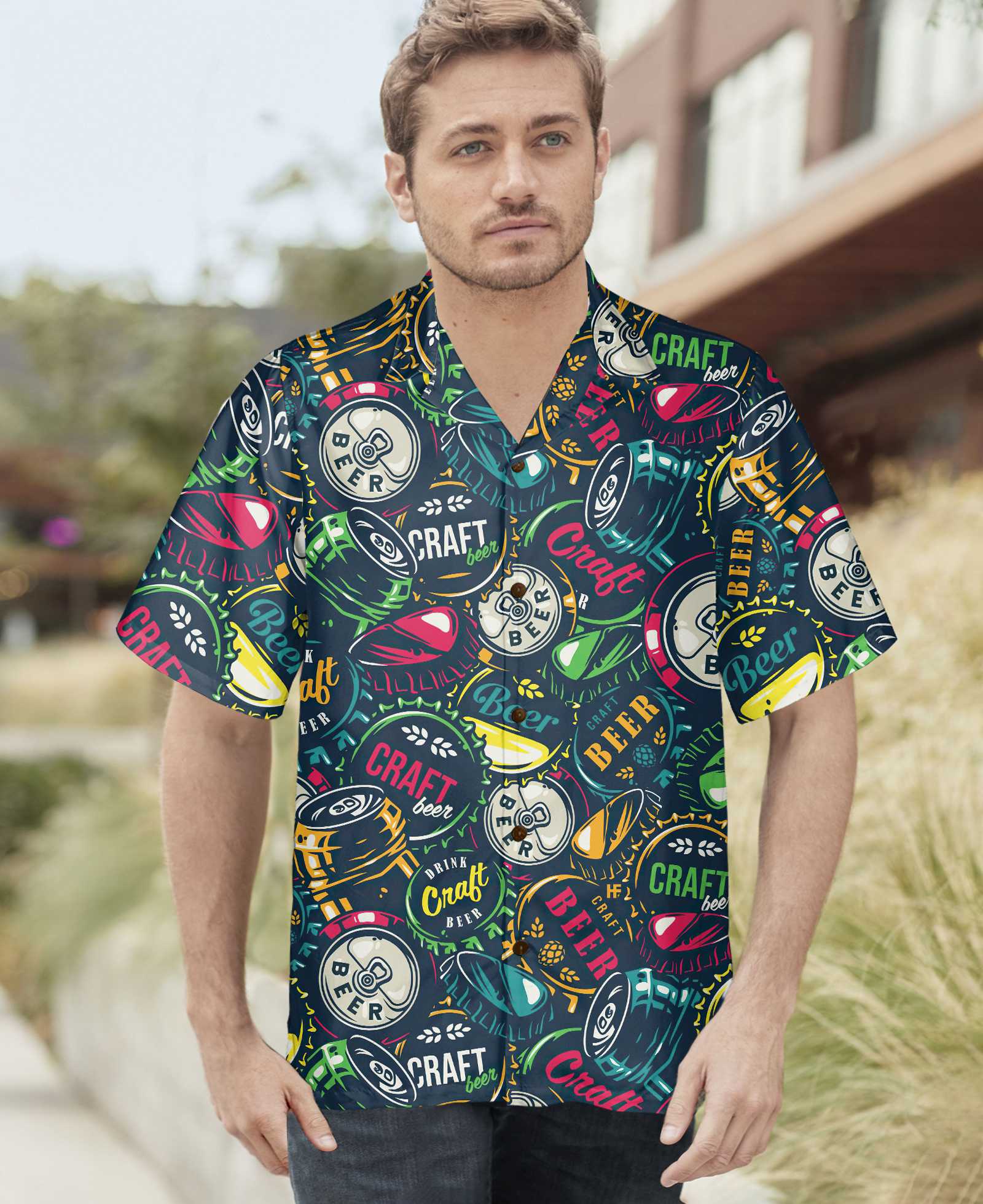 Drink Craft Beer Hawaiian Shirt, Beer Bottle Cap Patterns Shirt, Best Gift For Beer Lovers - Hyperfavor