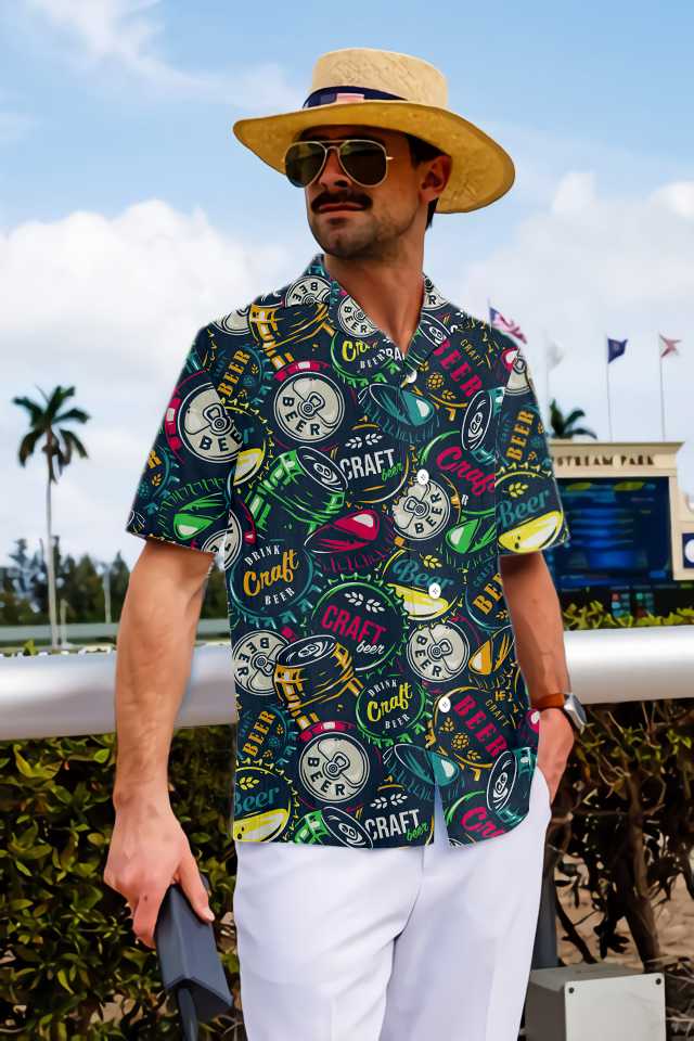 Drink Craft Beer Hawaiian Shirt, Beer Bottle Cap Patterns Shirt, Best Gift For Beer Lovers - Hyperfavor