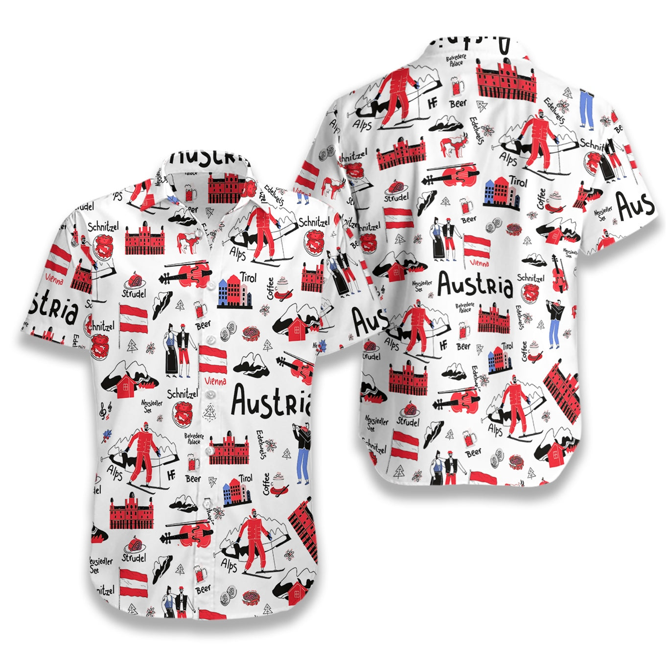 I Love Austria Doodle EZ02 0207 Hawaiian Shirt - Hyperfavor