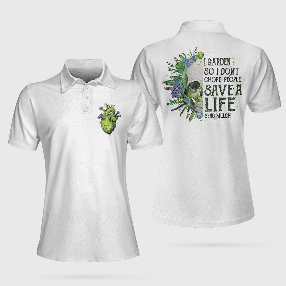 I Garden So I Dont Choke People Skull Polo Shirt - Hyperfavor