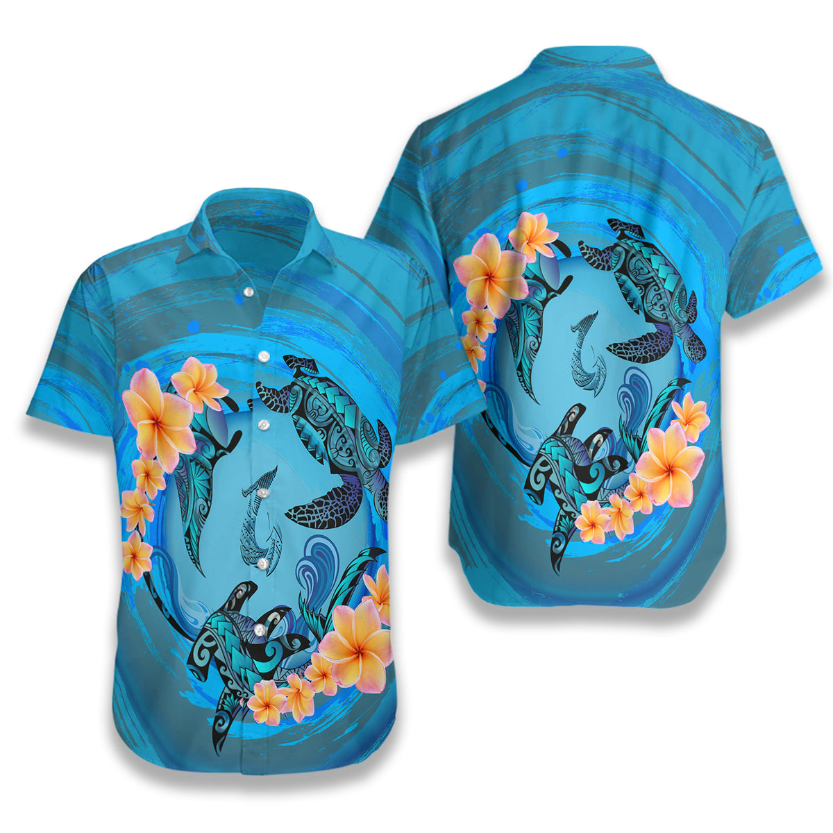 Marquesas Islands Blue Plumeria Animal Tattoo EZ05 0207 Hawaiian Shirt - Hyperfavor