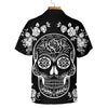 Mexican Sugar Skull Tattoo Hawaiian Shirt, Black And White Day Of The Dead Skull, Unique Day Of The Dead Gift - Hyperfavor