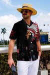 Native American Indian Tribal Chief with Headdress Hawaiian Shirt, Seamless Colorful Ethnic Pattern Shirt - Hyperfavor