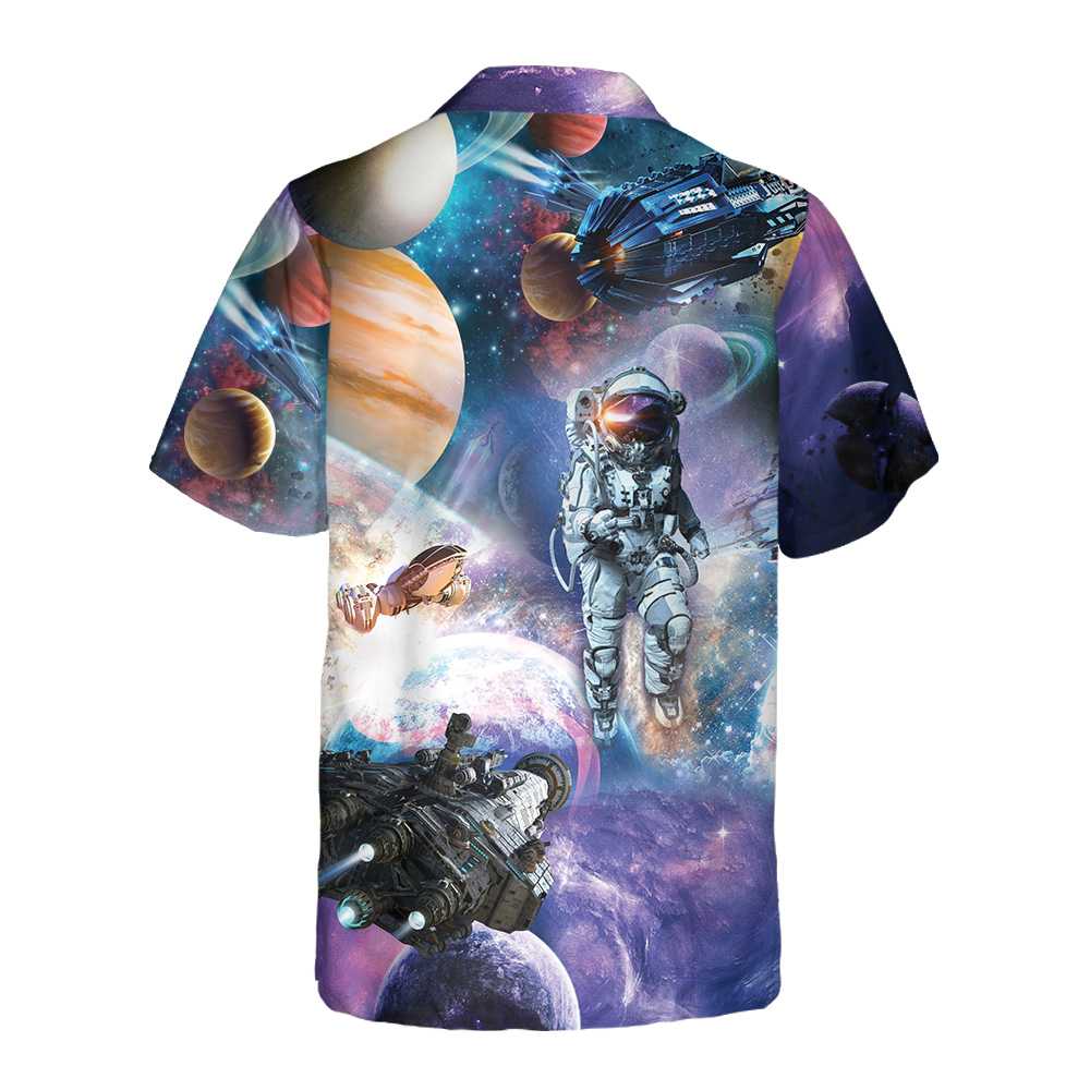 Outer Space Hawaiian Shirt, Space Themed Shirt, Planet Button Up Shirt For Adults - Hyperfavor