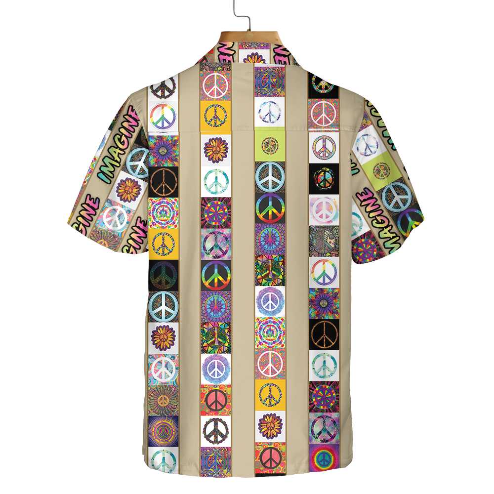 Peace Hippie Hawaiian Shirt, Peace Sign Pattern Shirt, Unique Shirt For Hippies - Hyperfavor
