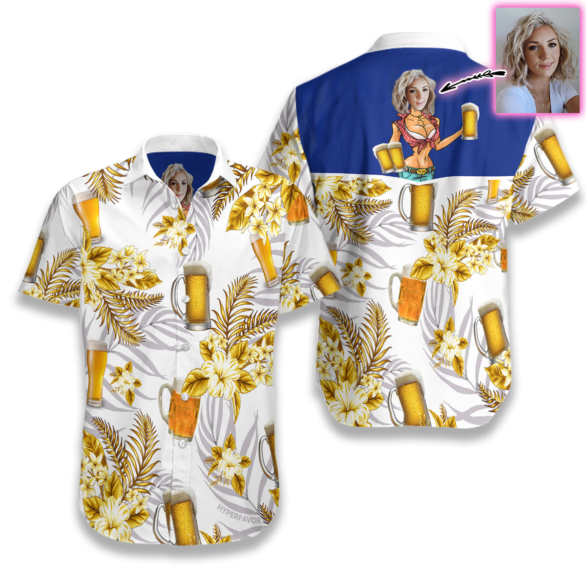 Personalized My Sexy Beer Girl Yellow EZ09 1108 Custom Hawaiian Shirt - Hyperfavor