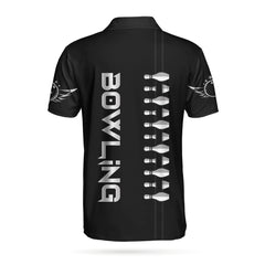 Personalized Name Bowling Custom Polo Shirt, Customized Bowling Gift Idea, Black Bowling Shirt For Bowlers - Hyperfavor
