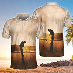 Playing Golf At Sunset EZ24 2603 Polo Shirt - Hyperfavor