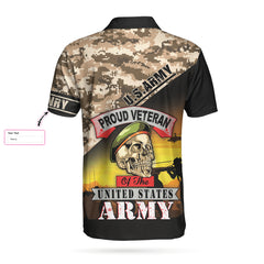 Proud Veteran Of The U.S Army Custom Polo Shirt, Skull Veteran Polo Shirt, Personalized Veteran Shirt For Men - Hyperfavor