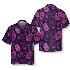 Purple Midnight Sugar Skull Hawaiian Shirt, Unique Day Of The Dead Skull Shirt For Men And Women - Hyperfavor