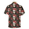 Skull Rose Vintage Hawaiian Shirt, Red Roses Gothic Skull Shirt - Hyperfavor