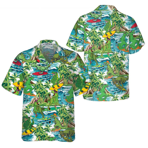 Dinosaur Happy Mardi Gras Hawaiian Shirts Fullsize For Men And