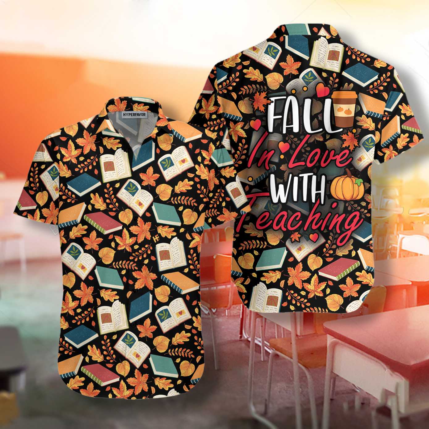 Teacher Fall In Love With Teaching Teacher Hawaiian Shirt, Unique Teacher Shirt, Cool Teacher Appreciation Gift - Hyperfavor