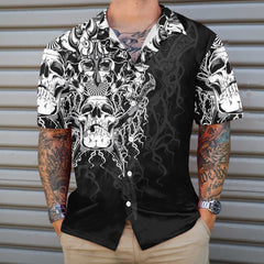 The Celtic Warrior Viking Hawaiian Shirt, Black And White Celtic Skull Viking Shirt - Hyperfavor
