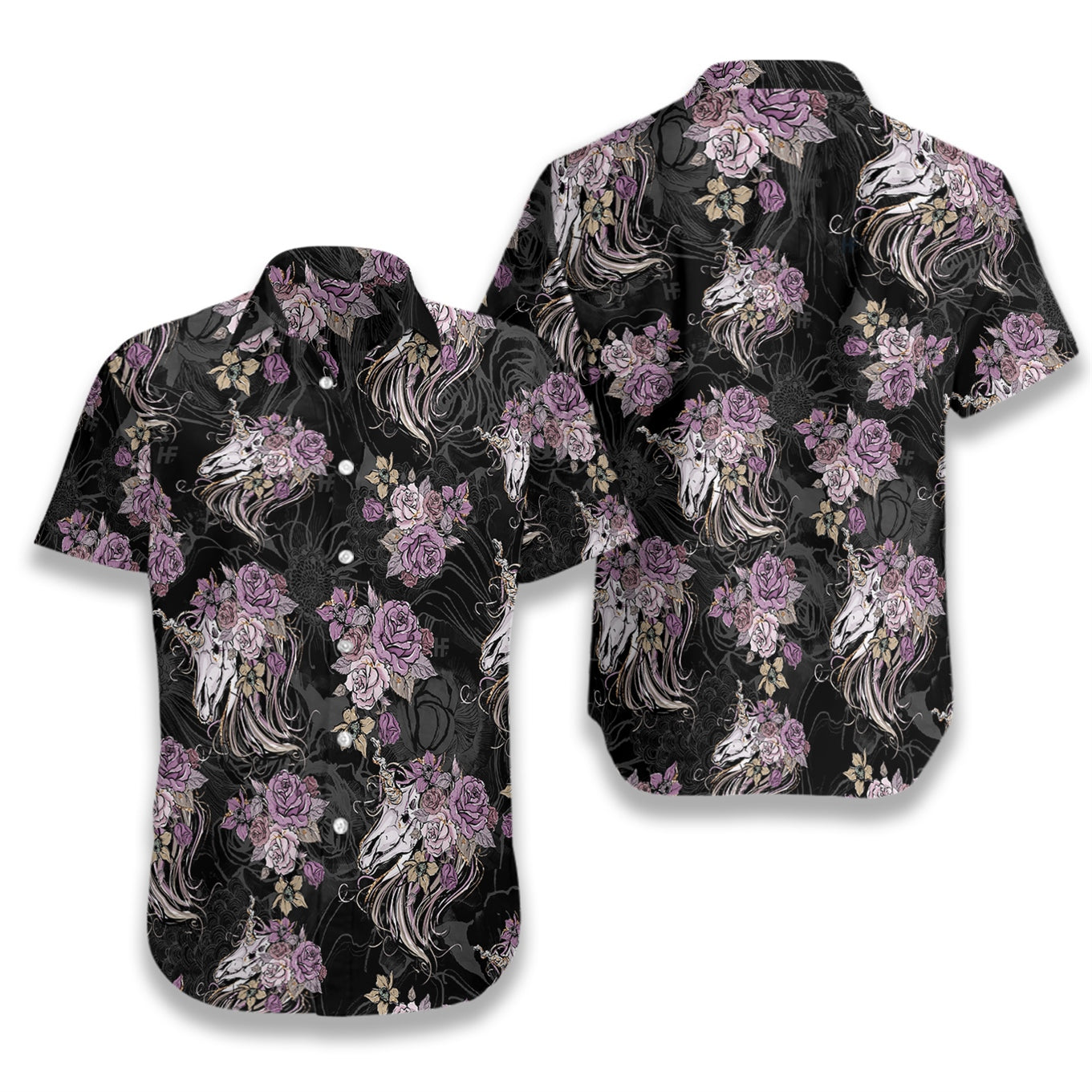 Unicorn Skull Flowers EZ02 1708 Hawaiian Shirt - Hyperfavor