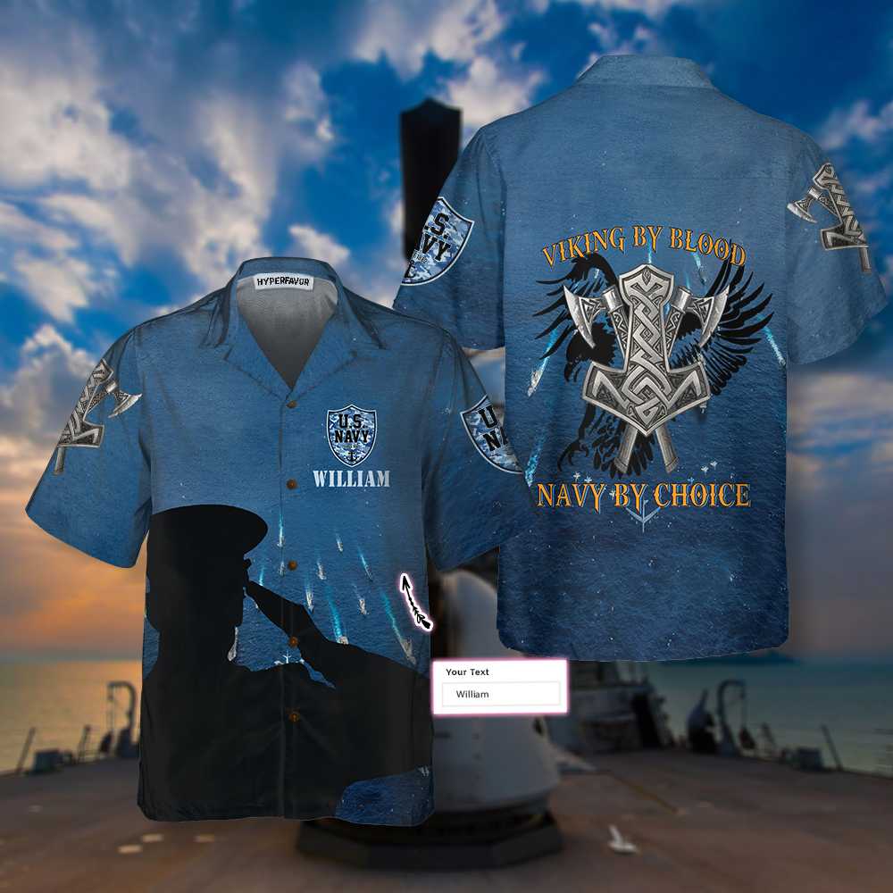 Viking By Blood, NAVY By Choice Custom Hawaiian Shirt, Cool Viking Shirt For US Navy - Hyperfavor