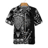 Viking God Odin Hawaiian Shirt, Black And White Viking Odin Norse Mythology Shirt - Hyperfavor