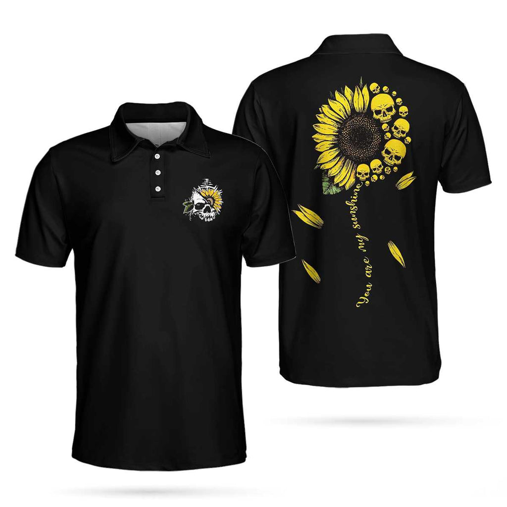 You Are My Sunshine Skull Sunflower Polo Shirt, Simple Black Polo Shir –  Hyperfavor, image size:1024x1024