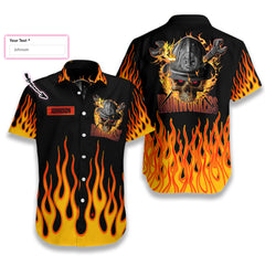 Skull Flame Ironworker EZ05 2608 Custom Hawaiian Shirt - Hyperfavor