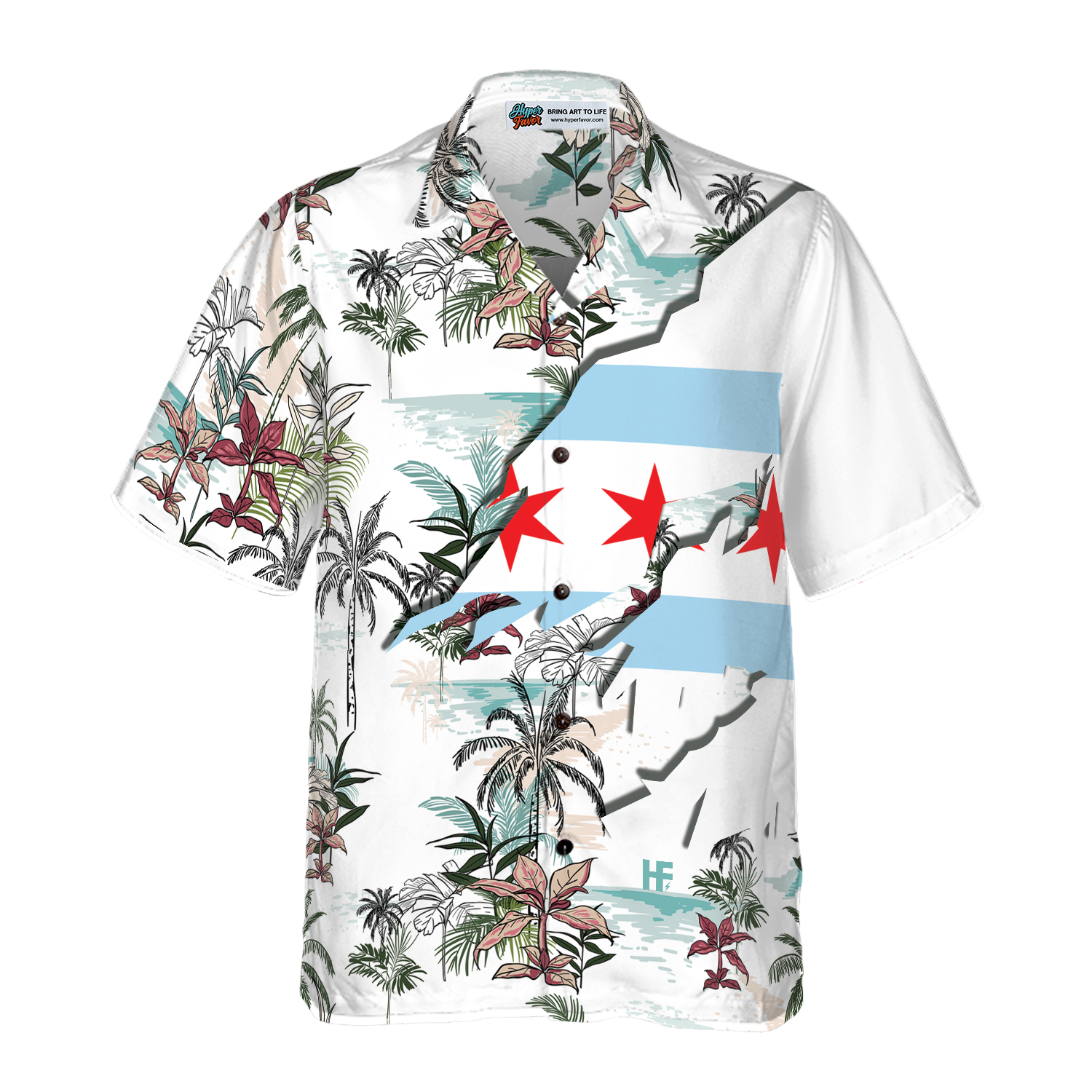 Navy Chicago Hawaiian Shirt - Hyperfavor