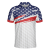 Golf Texture Short Sleeve USA Golf Polo Shirt, American Flag Polo Shirt, Patriotic Golf Shirt For Men - Hyperfavor