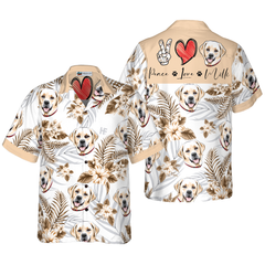 Personalized Peace Love Labrador Custom Hawaiian Shirt - Hyperfavor