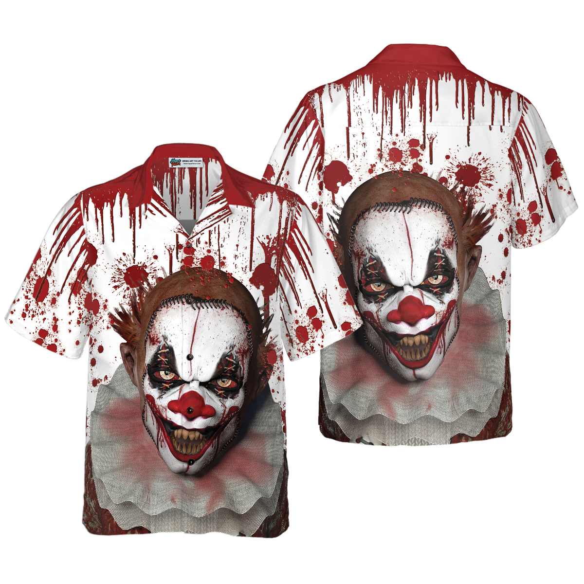 Scary Halloween Clown Faces Hawaiian Shirt - Hyperfavor