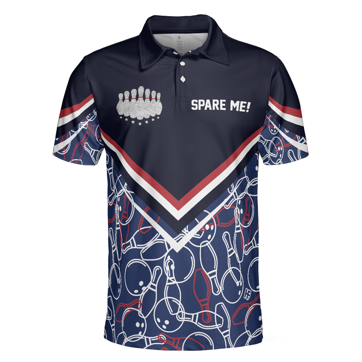 Spare Me Bowling Short Sleeve Polo Shirt, Bowling Ball And Pin Pattern Polo Shirt, Best Bowling Shirt For Men - Hyperfavor